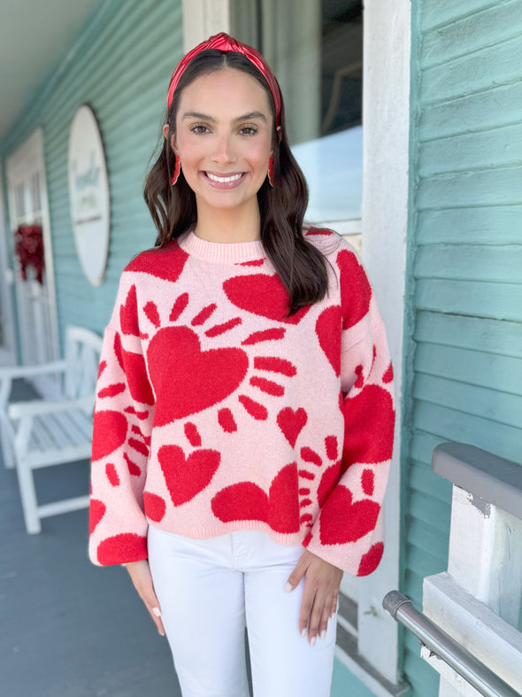 The Betsy Heart Sweater-Red