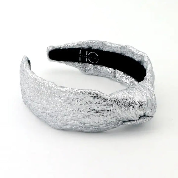 The Metallic Knotted Headband-Silver