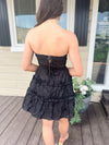 black jacquard tiered dress