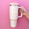 cream and pink floral tumbler