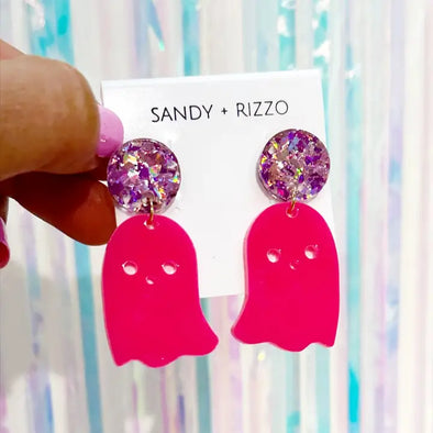 Hot Pink Ghost Dangle Earring