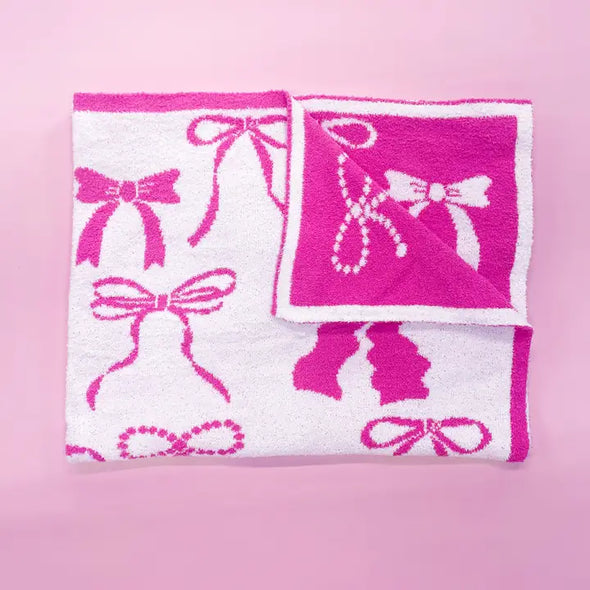 pink bow blanket throw 