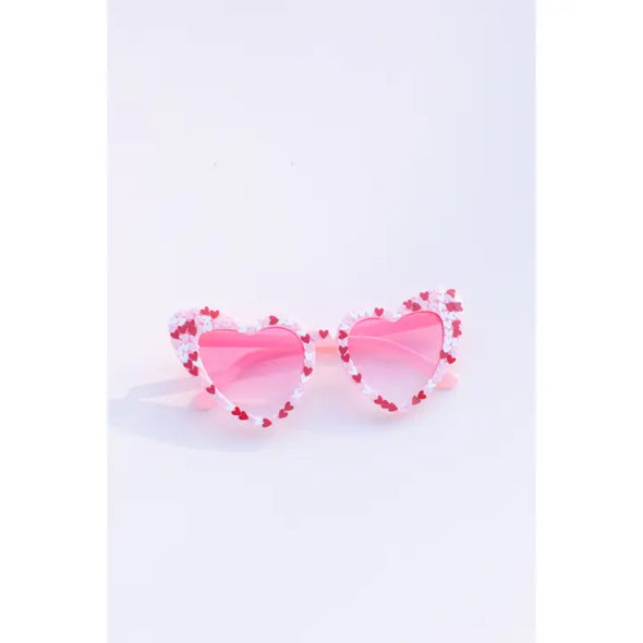 Pink Party Confetti Heart Glasses