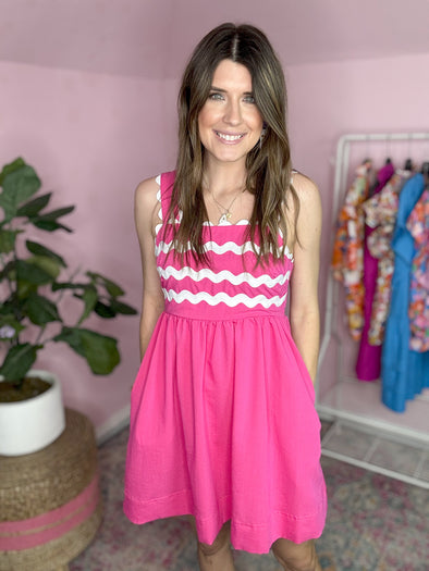 pink dress with ric rac detail 