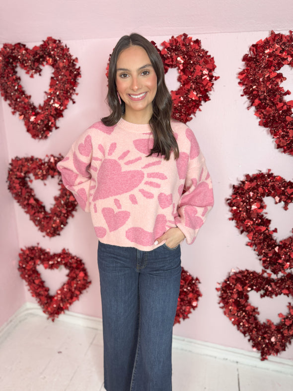 The Betsy Heart Sweater-Pink