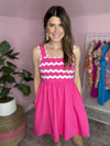 short pink dress with ric rac detail 