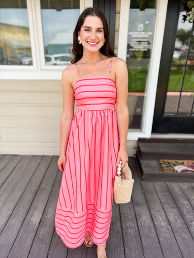 pink and red stripe maxi 