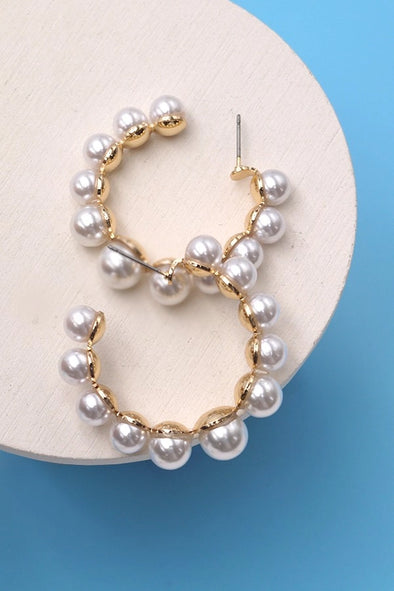 The Big Pearl Hoop-Gold