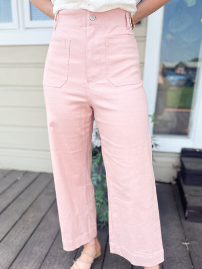 pink jeans with front pockets