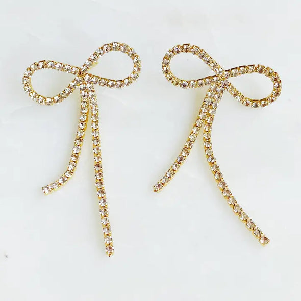 The Adorable Shine Bow Earrings-Gold