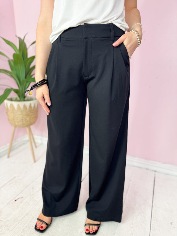 (KUT) The Cheryl High Rise Wide Leg Trouser-Black