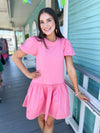 cotton pink dress with ruffle skirt 