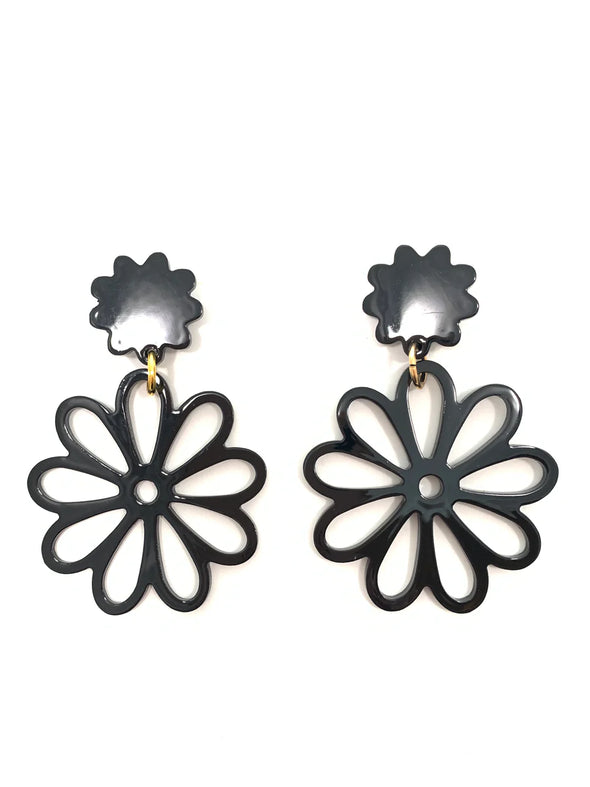 black acrylic flower earrings