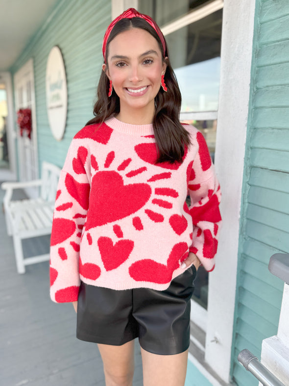 The Betsy Heart Sweater-Red