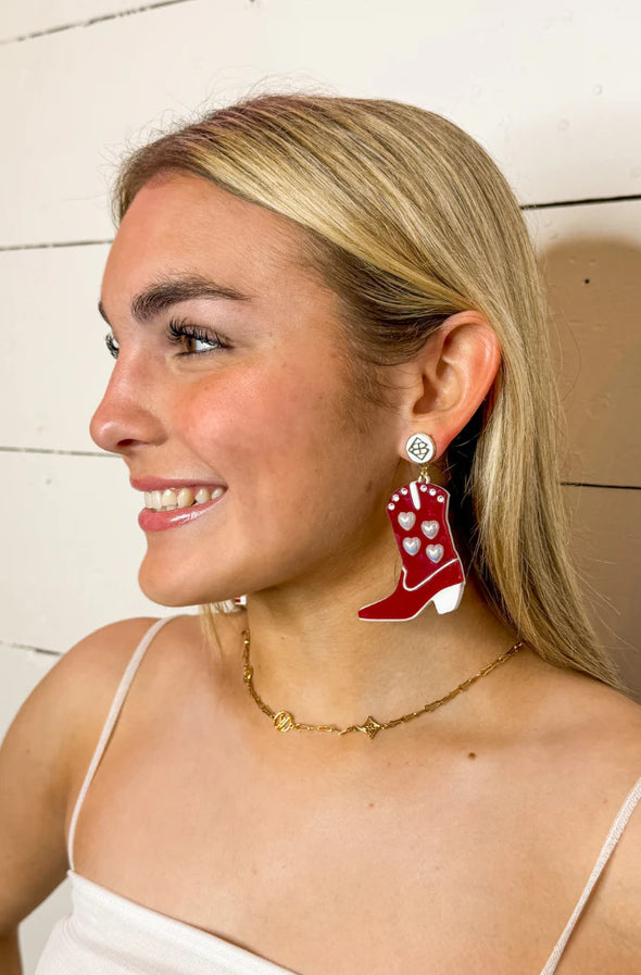 Maroon Boot Earring