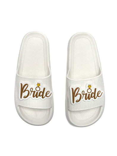 Bride Rubber Slides in White 