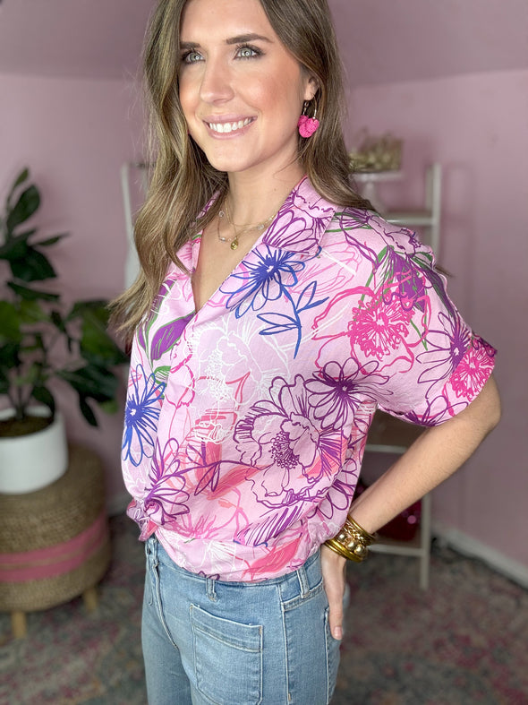 pink and lavender flower top 