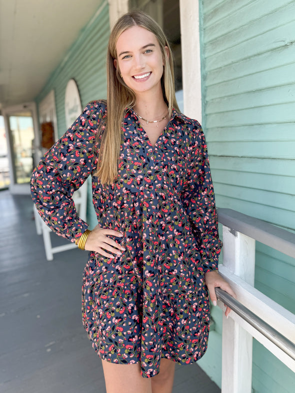 The Kenzie Corduroy Dress-Navy