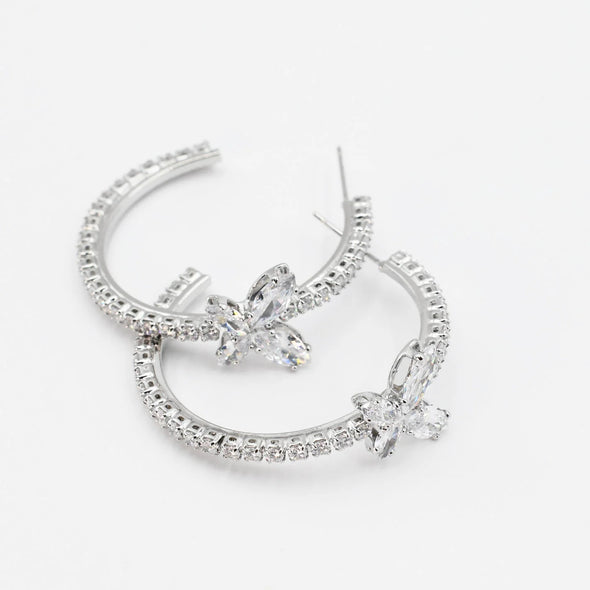silver crystal butterfly earrings 