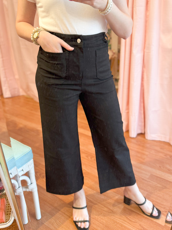 The Terry Wide Leg Pant-Black