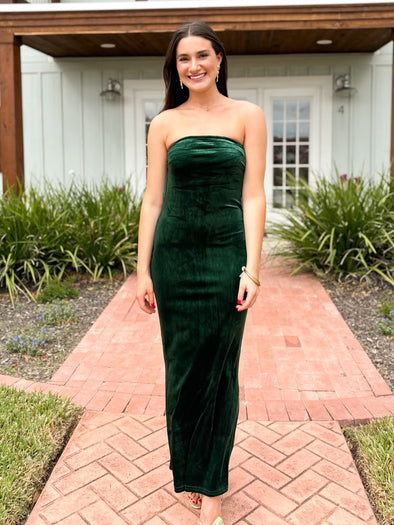 The Dynamite Velvet Maxi Dress-Emerald