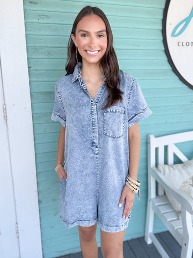 The Ferrera Denim Romper