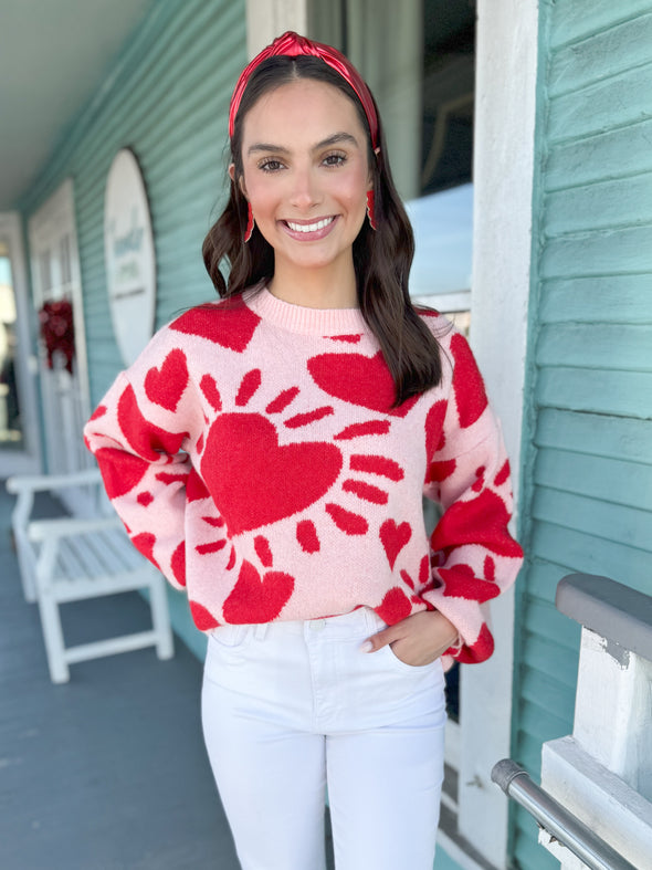 The Betsy Heart Sweater-Red