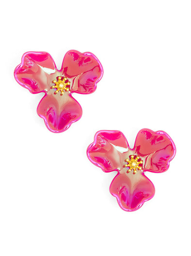 hot pink flower earring 