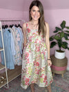 jacquard floral dress with pearly sheen 