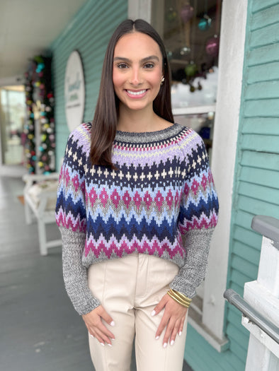 The Darria Fair Isle Sweater-Grey