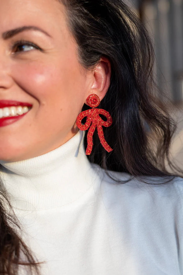 The Coquette Beaded Bow-Red