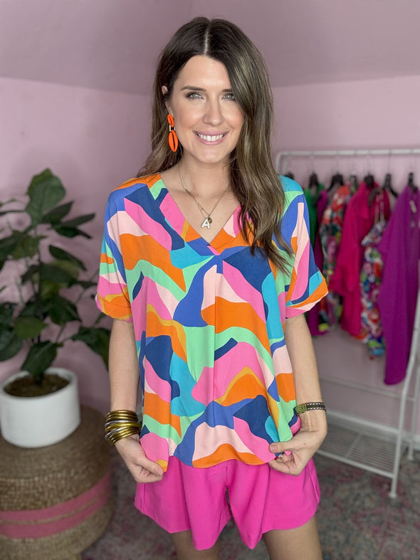 multi color abstract top 