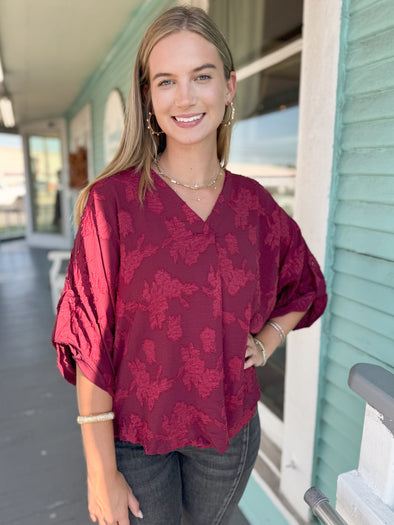 The Yeirya Burnout Top-Burgundy