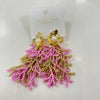 pink and gold beaded dangle earring 