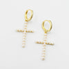 pearl cross earrings 