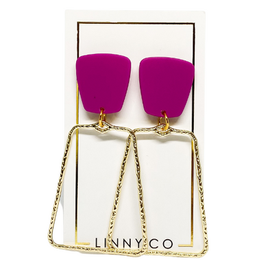 magenta and gold earrings 