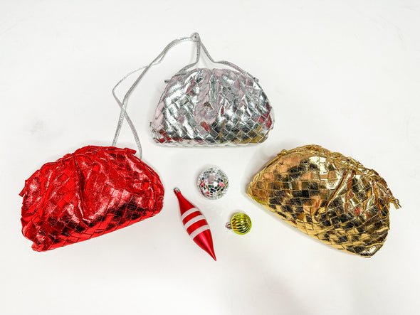 The Metallic Mini Pouch-Red