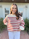 The Olivia Stripe Sweater-Red/Cream