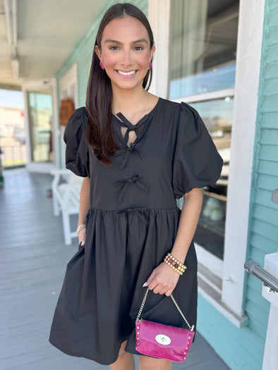 The Emmie Bow Dress- Black 