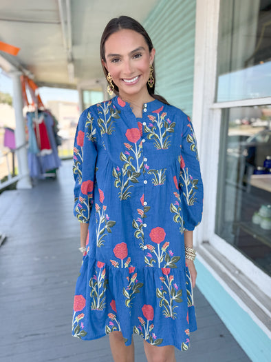 (THML) The Parks Blue Floral Dress