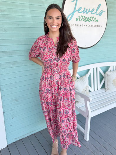 (THML) The Greenwich Pink Maxi Dress