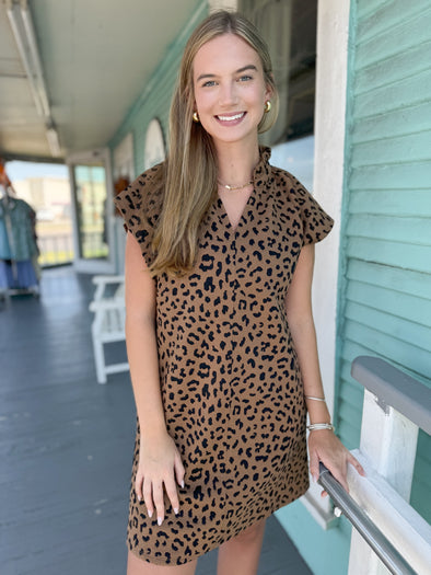 (THML) The Prince Leopard Textured Dress