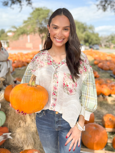 The Annette Plaid Top-Cream