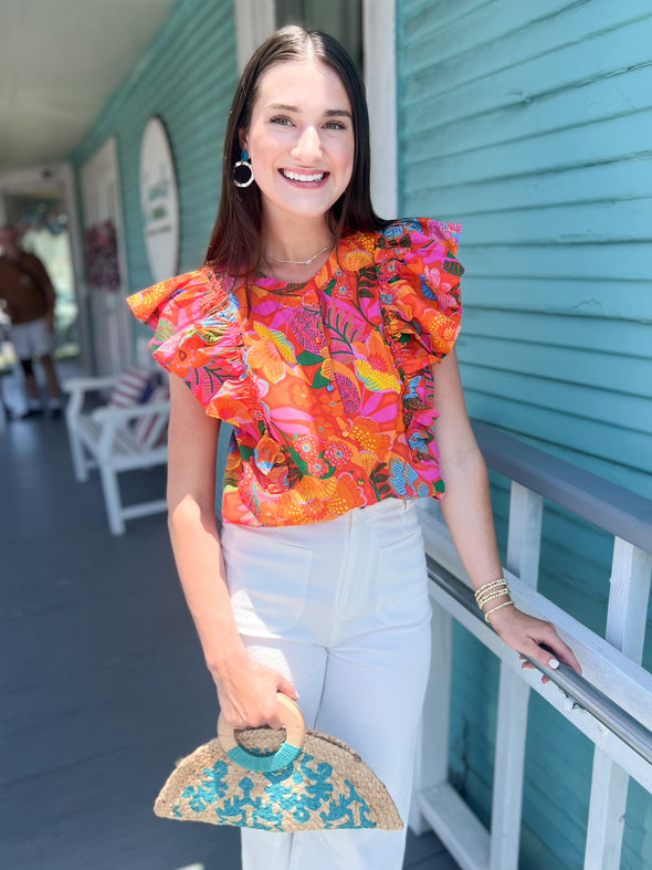 The Idalia Floral Button Front Blouse