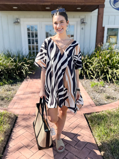 The Milleigh Short Kaftan-Zebra Print