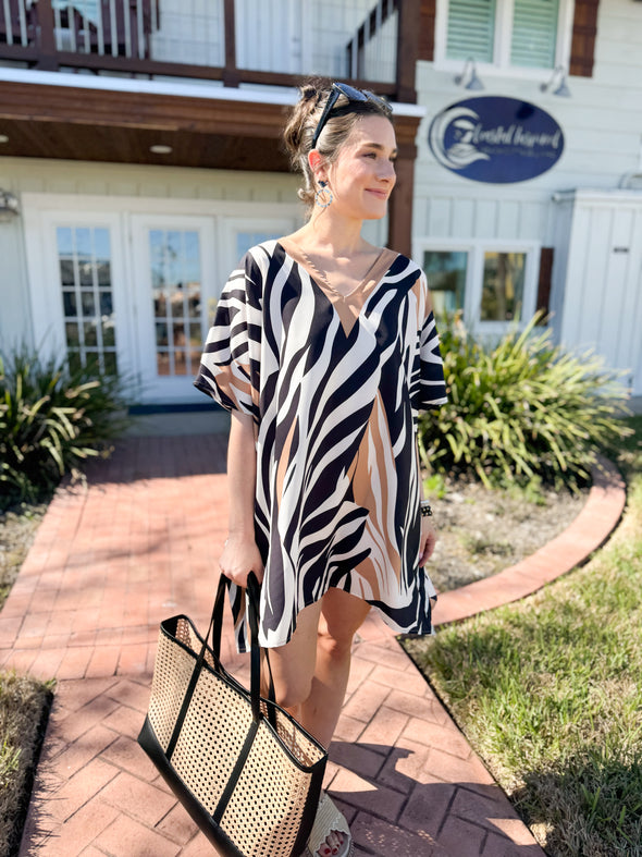 The Milleigh Short Kaftan-Zebra Print