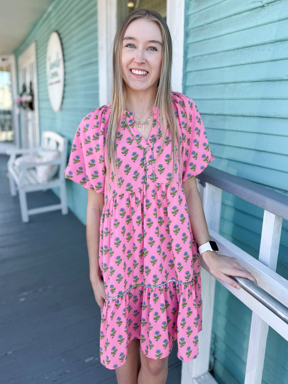 pink floral dress