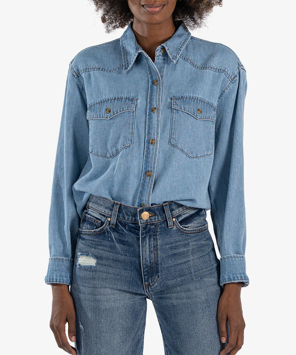 (KUT) The Mika Denim Button Down