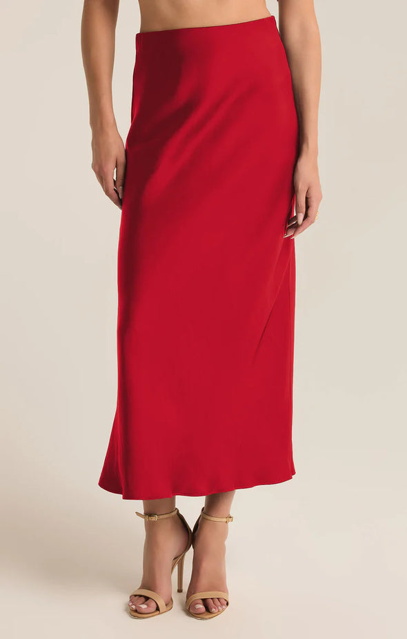 (Z Supply) Europe Luxe Sheen Skirt-Red