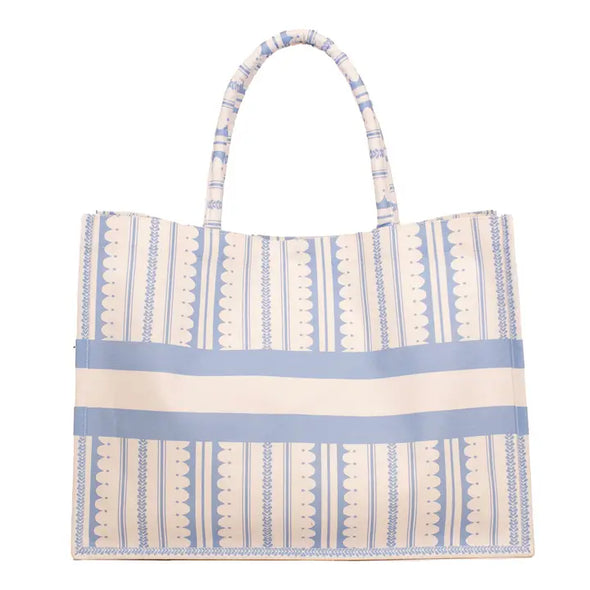 The Chantilly Classic Tote-Blue/White